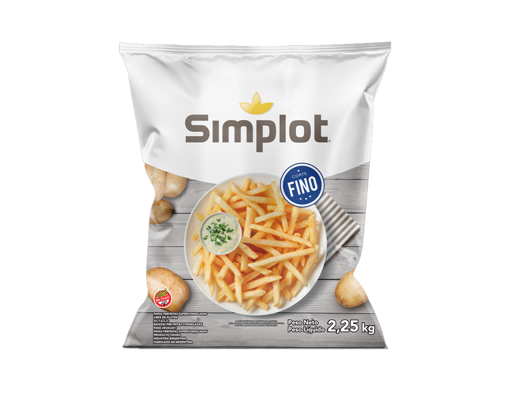 BATATA PALITO CONGELADA PRÉ FRITA 7 MM CORTE FINO SIMPLOT 2,25 KG (CX 8 PCT) (***PRODUTO SEM CAIXA DE PAPELÃO***)